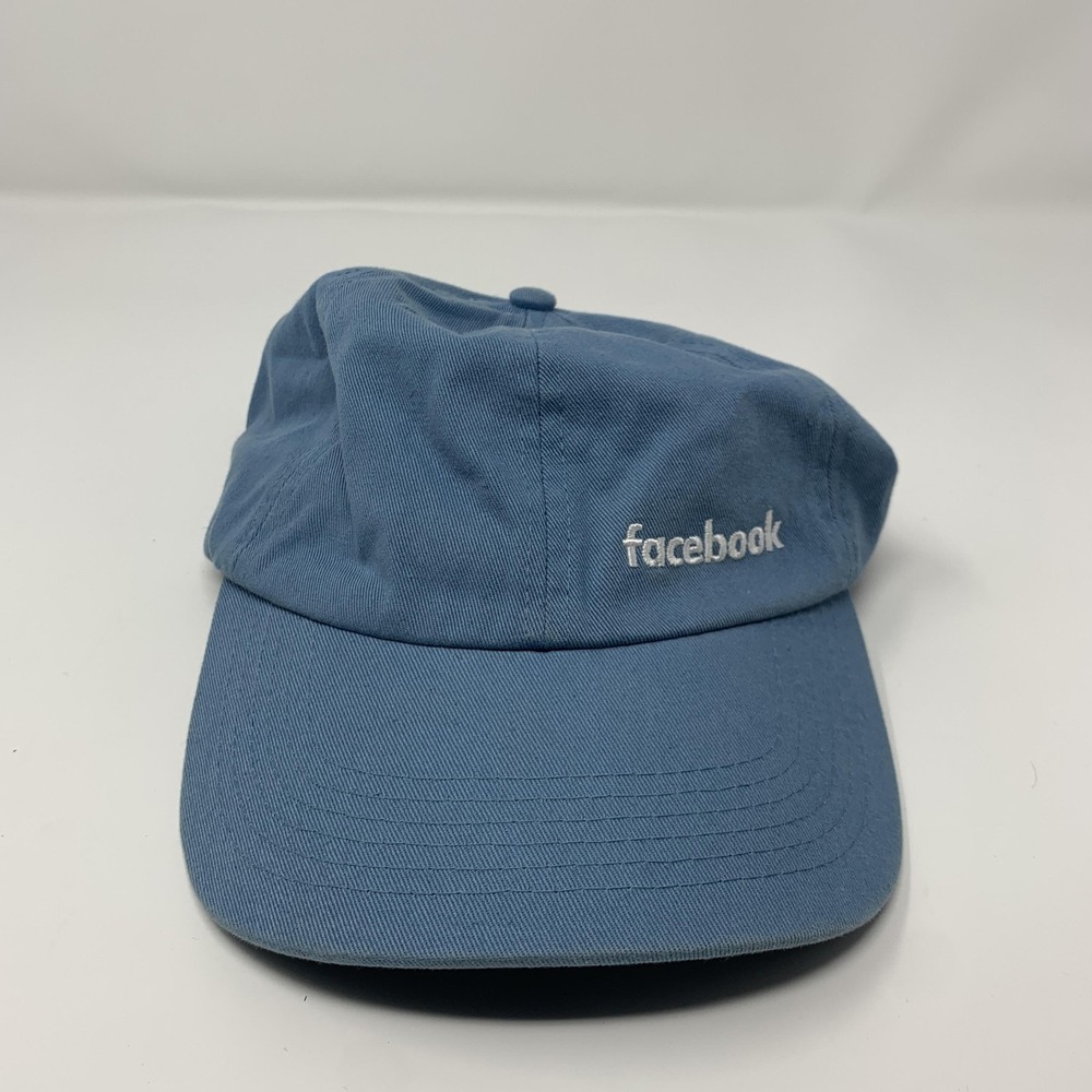 Facebook Quake City Caps Hat Cap Strap Back Blue Cotton One Size Mens Adjustable